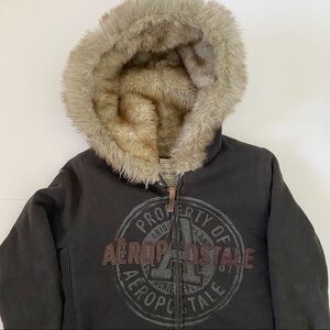 ISO Aeropostale 2000’s Black Fur Hooded Jacket